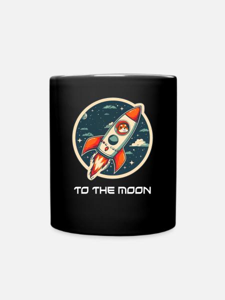 To The Moon Shiba Inu Rocket DogCoin Crypto - Full Colour Mug - black