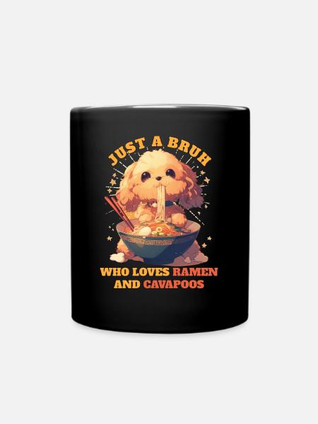 Just A Bruh Who Loves Ramen And Cavapoos Dog - Full Colour Mug - black