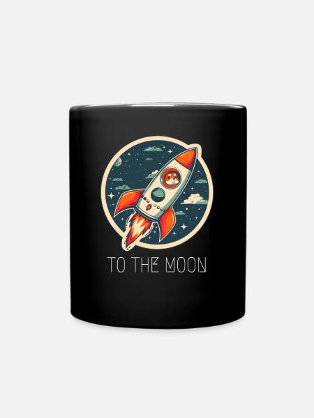 To The Moon Shiba Inu Rocket Crypto Currency - Full Colour Mug - black