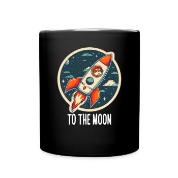 To The Moon Shiba Inu Rocket Crypto Currency - Full Colour Mug - black - Front