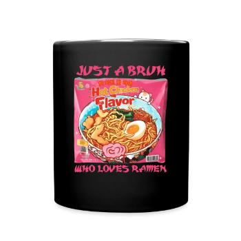 Just A Bruh Who Loves Ramen Cat Instant Noodles - Full Colour Mug - black - Front