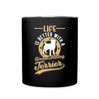 Life is better with German Hunting Terrier - Full Colour Mug - black - Front