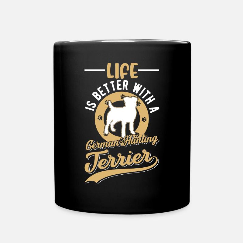 Das Leben ist besser mit Deutscher Jagdterrier - Tasse einfarbig - Schwarz