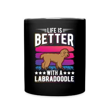 Life is better with a Labradoodle - Full Colour Mug - black - Front