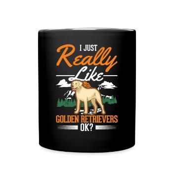 Ich mag einfach Golden Retriever - Tasse einfarbig - Schwarz - Vorne