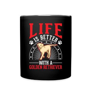 Das Leben ist besser mit einem Golden Retriever - Tasse einfarbig - Schwarz - Vorne