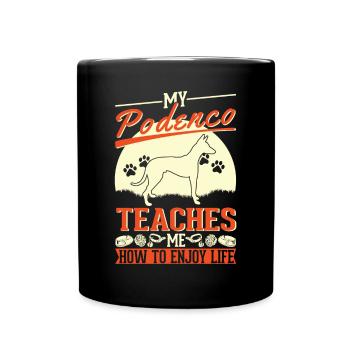 My Podenco teaches me how to enjoy life - Tasse einfarbig - Schwarz - Vorne