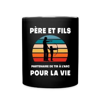 Father and Son Archery Vintage Retro Dad Archer - Full Colour Mug - black - Front