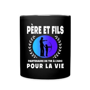 père fils tir à l'arc rétro vintage homme papa - Mug uni - noir - Devant