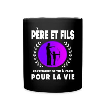 père fils tir à l'arc vintage rétro sunset papa - Mug uni - noir - Devant