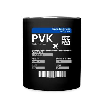 Carte d’embarquement Preveza Aktio Grèce Vacances - Mug uni - noir - Devant