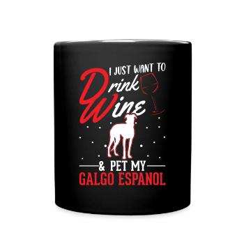 Galgo Español et le vin - Mug uni - noir - Devant