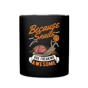 Schnecke Geschenk Weinbergschnecke - Tasse einfarbig - Schwarz - Vorne