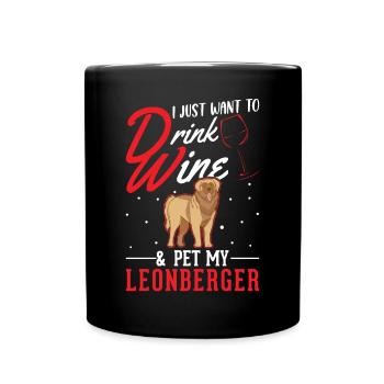 Leonberger and wine - Full Colour Mug - black - Front
