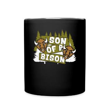 Sohn eines Bisons Büffel Bovinae Amerikanischer Bison - Tasse einfarbig - Schwarz - Vorne