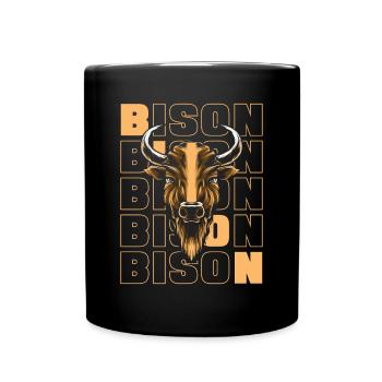 Büffel Amerikanischer Bison Bovinae Liebhaber Bison - Tasse einfarbig - Schwarz - Vorne