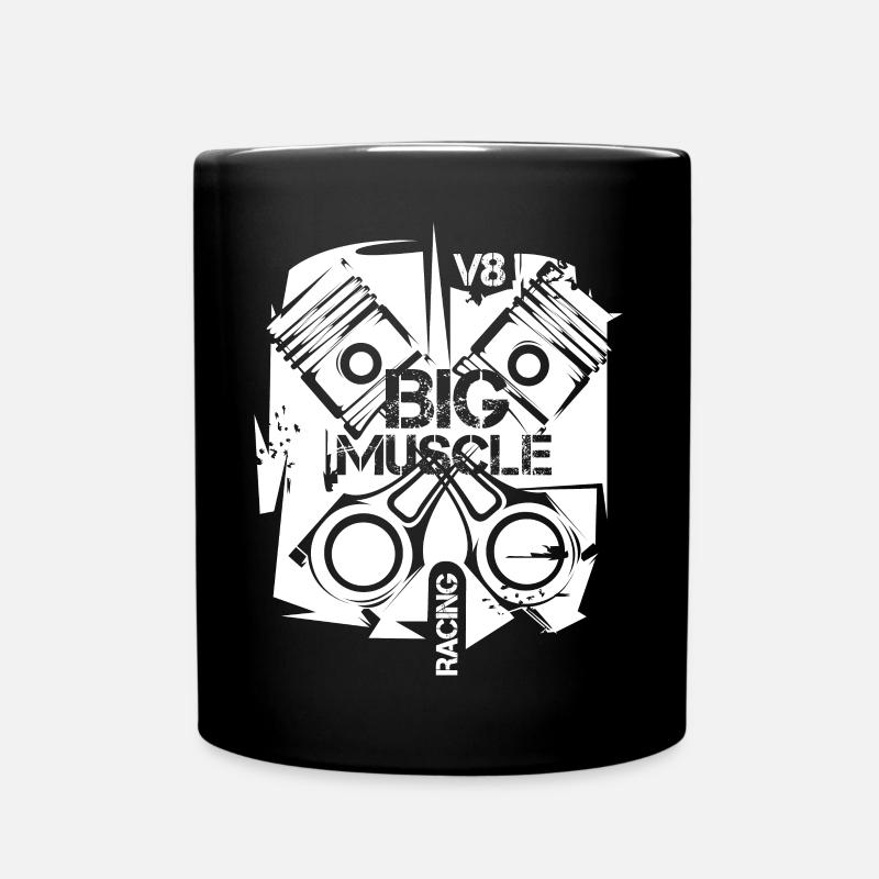 v8 musclecar Kolben Motor Auto Illustration Logo - Tasse einfarbig - Schwarz