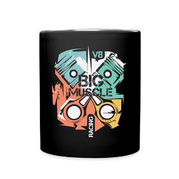 retro v8 musclecar Auto vintage Motor Kolben Logo - Tasse einfarbig - Schwarz - Vorne