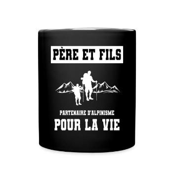 Mountaineering father and son duo man dad - Full Colour Mug - black - Front