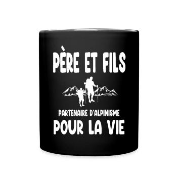 alpinisme père et fils partenaire pour la vie papa - Mug uni - noir - Devant