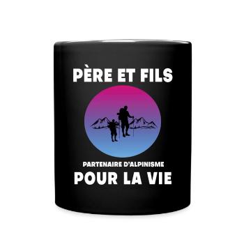 père et fils alpinisme rétro vintage homme papa - Mug uni - noir - Devant