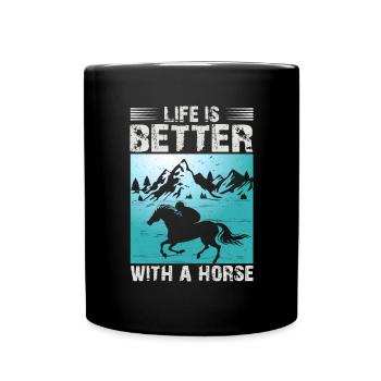 Pferdeliebhaber Reiten Reiten - Tasse einfarbig - Schwarz - Vorne