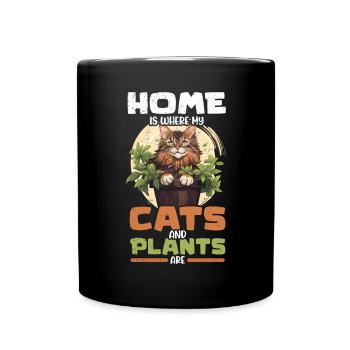 Plantes et chats Jardin Amoureux des plantes - Mug uni - noir - Devant