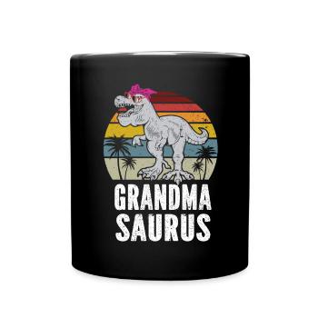 Omasaurus T Rex Dinosaurier Oma Nana - Tasse einfarbig - Schwarz - Vorne