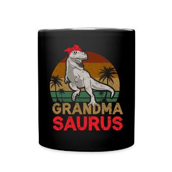 Omasaurus T Rex Dinosaurier Oma Nana - Tasse einfarbig - Schwarz - Vorne