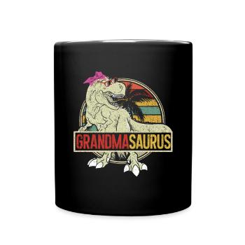 Omasaurus T Rex Dinosaur Granny Nana - Full Colour Mug - black - Front