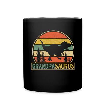 Opasaurus T Rex Dinosaur Grandpa Saurus - Full Colour Mug - black - Front