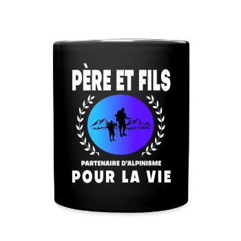 père fils alpinisme rétro vintage homme papa - Mug uni - noir - Devant