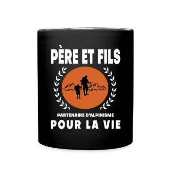 Vater Sohn Bergsteigen Vintage Retro Papa - Tasse einfarbig - Schwarz - Vorne