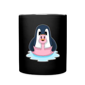 Flamant rose pingouin - Mug uni - noir - Devant