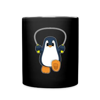 Pinguin Seilspringen Springseil Fitness - Tasse einfarbig - Schwarz - Vorne