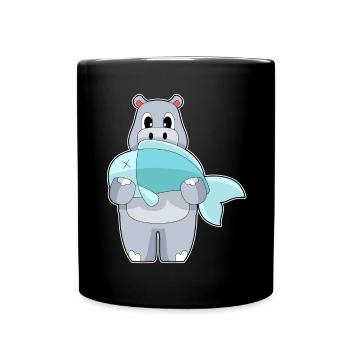 Hippopotame Pêche à la baudroie - Mug uni - noir - Devant
