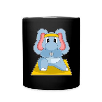 Elephant Yoga Fitness Gymnastics - Full Colour Mug - black - Front