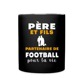 Fußball Vater und Sohn Vater - Tasse einfarbig - Schwarz - Vorne