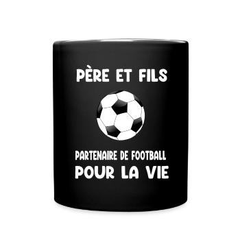 père et fils football partenaire pour vie papa - Mug uni - noir - Devant