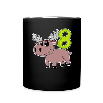 8. Geburtstag Motiv Elch - acht Jahre alt - Tasse einfarbig - Schwarz - Vorne