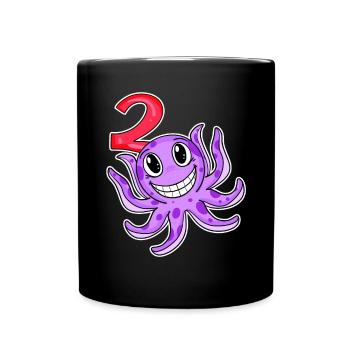2nd Birthday Motif Octopus - Two Years Old - Full Colour Mug - black - Front