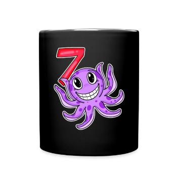 Motif 7e anniversaire Octopus - Sept ans - Mug uni - noir - Devant