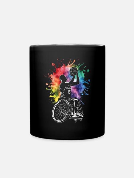 Rollstuhl Basketball Geschenk - Tasse einfarbig - Schwarz