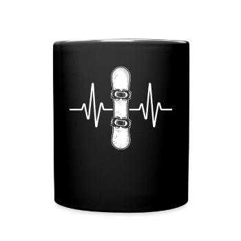 Snowboard heartbeat design: For lovers of the - Full Colour Mug - black - Front