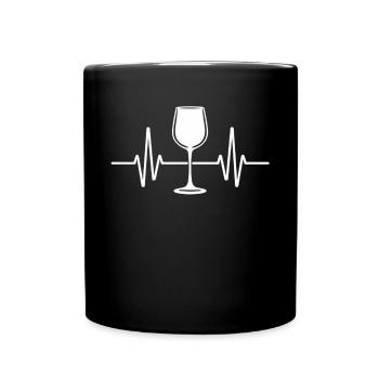 Wine glass heartbeat for wine lovers - Full Colour Mug - black - Front