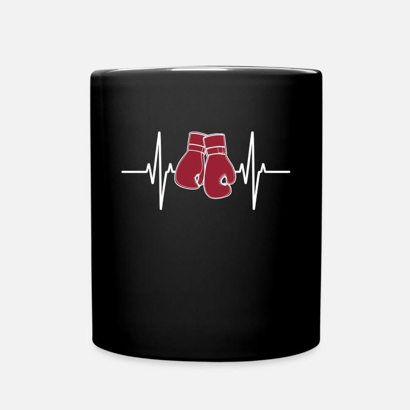Boxhandschuhe Herzschlag EKG Motiv - Tasse einfarbig - Schwarz