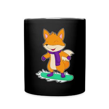Fuchs Snowboarder Snowboard - Tasse einfarbig - Schwarz - Vorne