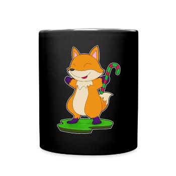 Canne de bonbon renard - Mug uni - noir - Devant