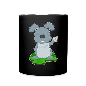 Rabbit Paper Airplane - Full Colour Mug - black - Front