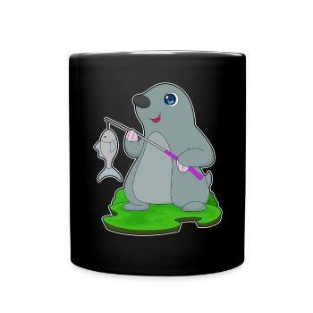 Maulwurf Angler Fisch Angeln - Tasse einfarbig - Schwarz - Vorne